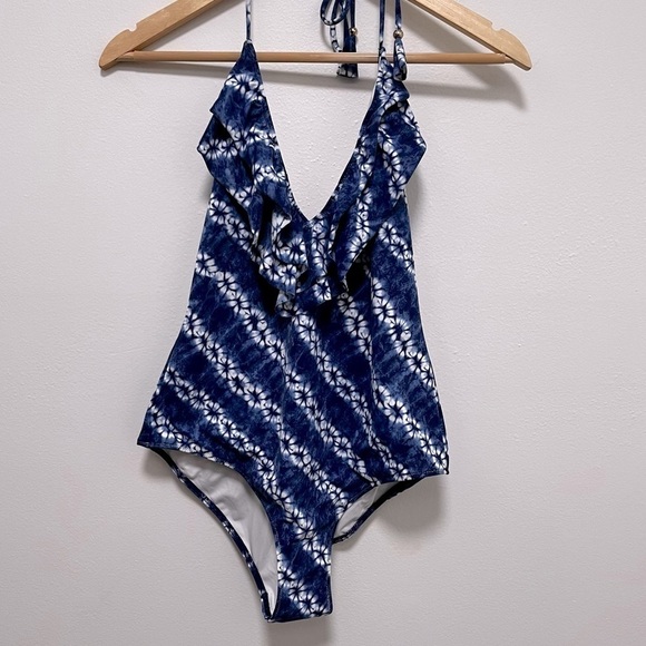 NWOT Victoria Secret Flounce Ruffle Deep Plunge Cheeky Tie Dye One Piece Suit M - Picture 4 of 14